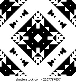 Resumen del patrón geométrico sin costuras.  Fondo vectorial blanco y negro. mandala negra.