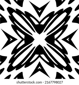 Abstract geometric seamless pattern.  Black and white vector background. black mandala.