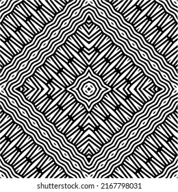 Resumen del patrón geométrico sin costuras.  Fondo vectorial blanco y negro. mandala negra.