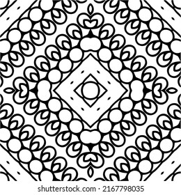 Abstract geometric seamless pattern.  Black and white vector background. black mandala.