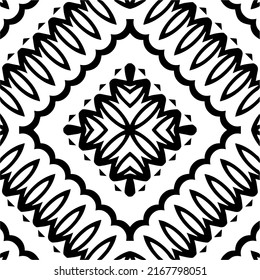 Abstract geometric seamless pattern.  Black and white vector background. black mandala.