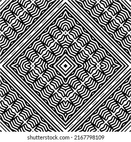 Resumen del patrón geométrico sin costuras.  Fondo vectorial blanco y negro. mandala negra.