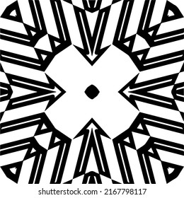 Resumen del patrón geométrico sin costuras.  Fondo vectorial blanco y negro. mandala negra.