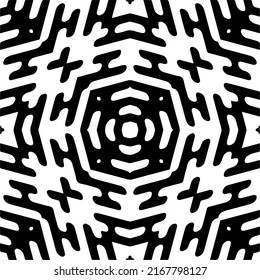 Abstract geometric seamless pattern.  Black and white vector background. black mandala.