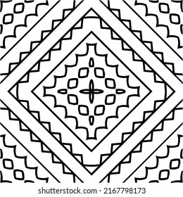 Abstraktes geometrisches nahtloses Muster.  Schwarz-weißer Vektorhintergrund. schwarze Mandala.