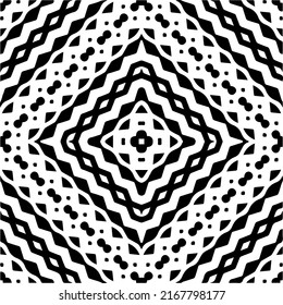 Resumen del patrón geométrico sin costuras.  Fondo vectorial blanco y negro. mandala negra.