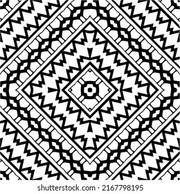 Abstract geometric seamless pattern.  Black and white vector background. black mandala.