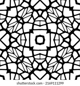 Abstraktes geometrisches nahtloses Muster.  Schwarz-weißer Vektorhintergrund. schwarze Mandala.
