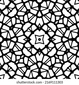 Resumen del patrón geométrico sin costuras.  Fondo vectorial blanco y negro. mandala negra.