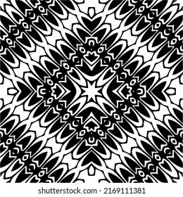 Abstract geometric seamless pattern.  Black and white vector background. black mandala.
