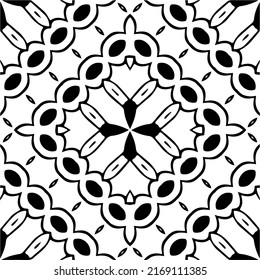 Resumen del patrón geométrico sin costuras.  Fondo vectorial blanco y negro. mandala negra.
