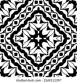 Abstract geometric seamless pattern.  Black and white vector background. black mandala.
