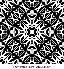 Abstract geometric seamless pattern.  Black and white vector background. black mandala.
