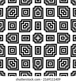 Abstract geometric seamless pattern.  Black and white vector background. black mandala.