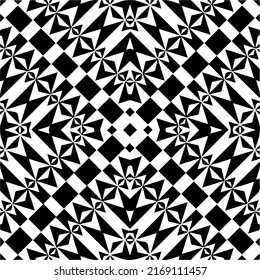 Resumen del patrón geométrico sin costuras.  Fondo vectorial blanco y negro. mandala negra.
