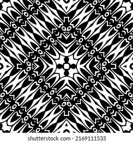 Resumen del patrón geométrico sin costuras.  Fondo vectorial blanco y negro. mandala negra.
