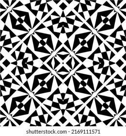 Resumen del patrón geométrico sin costuras.  Fondo vectorial blanco y negro. mandala negra.
