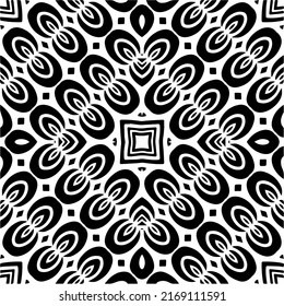 Resumen del patrón geométrico sin costuras.  Fondo vectorial blanco y negro. mandala negra.
