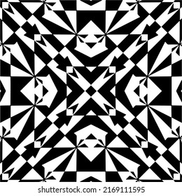 Abstract geometric seamless pattern.  Black and white vector background. black mandala.
