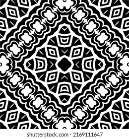 Abstract geometric seamless pattern.  Black and white vector background. black mandala.
