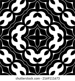 Abstract geometric seamless pattern.  Black and white vector background. black mandala.