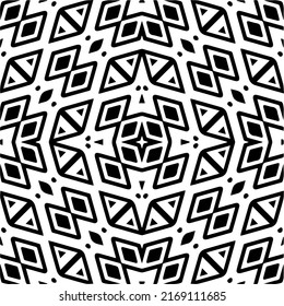 Abstract geometric seamless pattern.  Black and white vector background. black mandala.