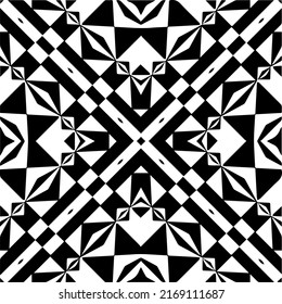 Resumen del patrón geométrico sin costuras.  Fondo vectorial blanco y negro. mandala negra.
