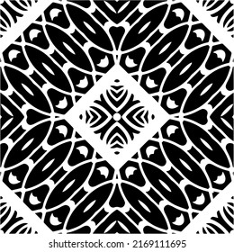Abstract geometric seamless pattern.  Black and white vector background. black mandala.
