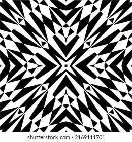 Abstract geometric seamless pattern.  Black and white vector background. black mandala.
