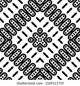 Abstract geometric seamless pattern.  Black and white vector background. black mandala.