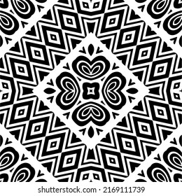 Abstract geometric seamless pattern.  Black and white vector background. black mandala.
