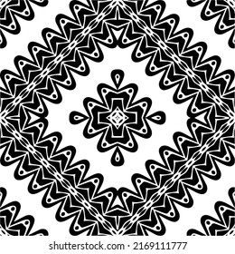 Abstract geometric seamless pattern.  Black and white vector background. black mandala.