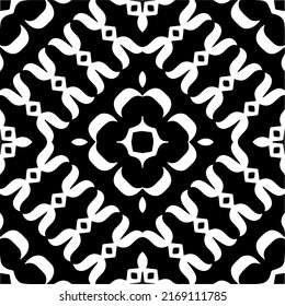 Abstract geometric seamless pattern.  Black and white vector background. black mandala.
