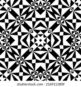 Abstract geometric seamless pattern.  Black and white vector background. black mandala.
