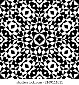 Abstract geometric seamless pattern.  Black and white vector background. black mandala.

