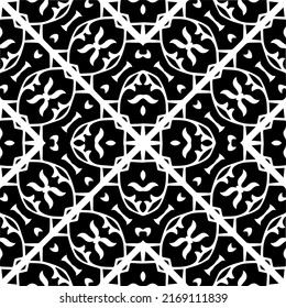 Abstract geometric seamless pattern.  Black and white vector background. black mandala.