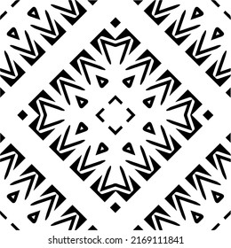 Abstract geometric seamless pattern.  Black and white vector background. black mandala.
