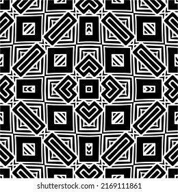 Abstract geometric seamless pattern.  Black and white vector background. black mandala.
