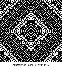 Abstract geometric seamless pattern.  Black and white vector background. black mandala.