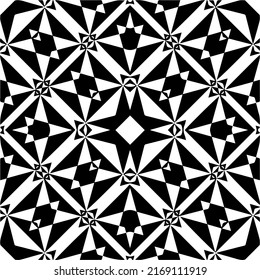Abstract geometric seamless pattern.  Black and white vector background. black mandala.
