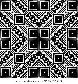 Resumen del patrón geométrico sin costuras.  Fondo vectorial blanco y negro. mandala negra.