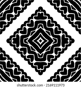 Abstract geometric seamless pattern.  Black and white vector background. black mandala.
