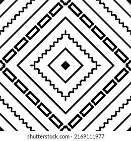 Resumen del patrón geométrico sin costuras.  Fondo vectorial blanco y negro. mandala negra.
