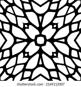 Abstract geometric seamless pattern.  Black and white vector background. black mandala.