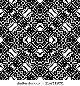 Abstract geometric seamless pattern.  Black and white vector background. black mandala.
