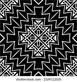 Abstract geometric seamless pattern.  Black and white vector background. black mandala.
