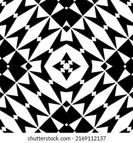 Resumen del patrón geométrico sin costuras.  Fondo vectorial blanco y negro. mandala negra.

