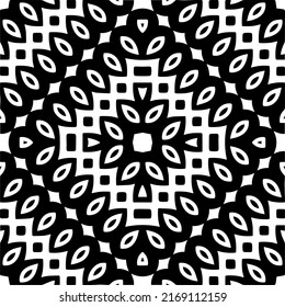 Abstract geometric seamless pattern.  Black and white vector background. black mandala.
