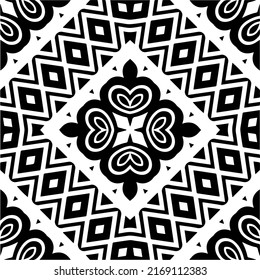 Abstract geometric seamless pattern.  Black and white vector background. black mandala.
