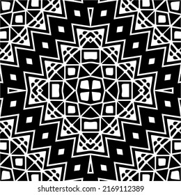 Abstract geometric seamless pattern.  Black and white vector background. black mandala.
